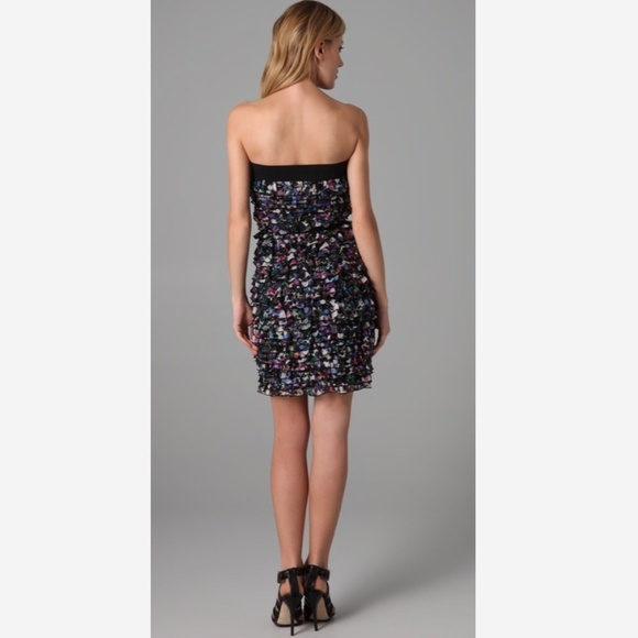Diane Von Furstenberg Lauriston Dark Crystal Night Strapless Ruffle Dress -Large - Picture 2 of 15